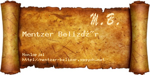 Mentzer Belizár névjegykártya